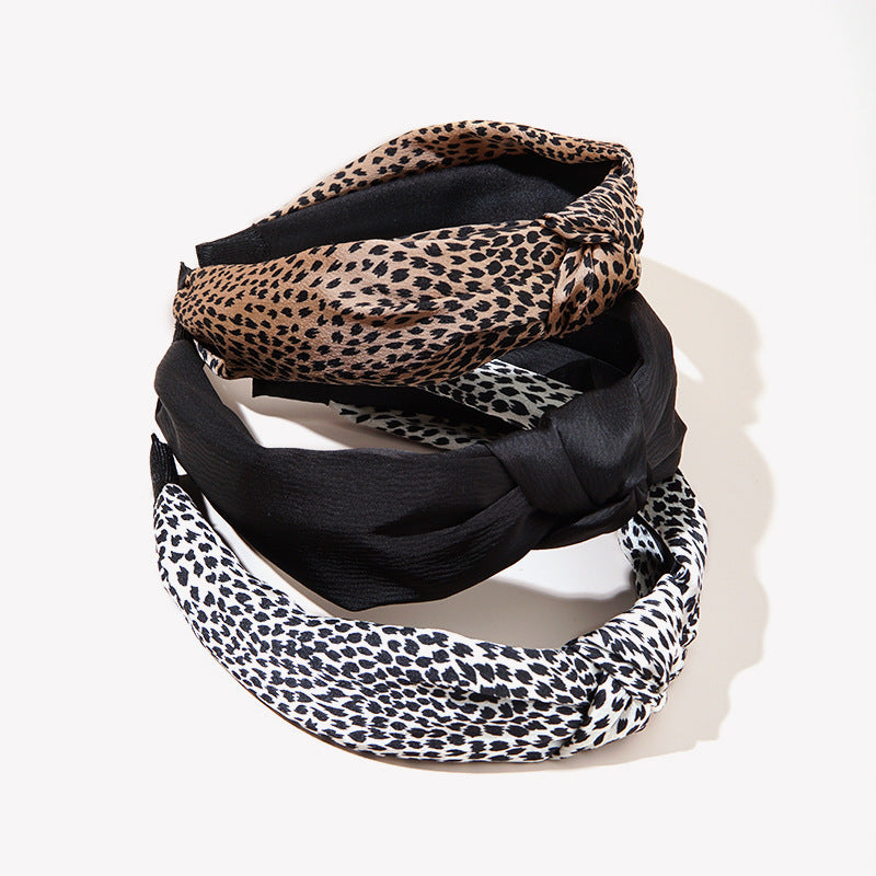Wholesale Leopard Pattern Fabric Wide Edge Hair Hoops